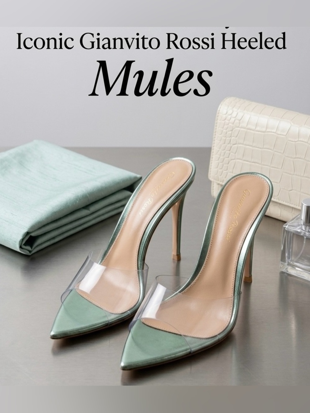 NEW! Gianvito Rossi Elle 85 Mules in Emerald